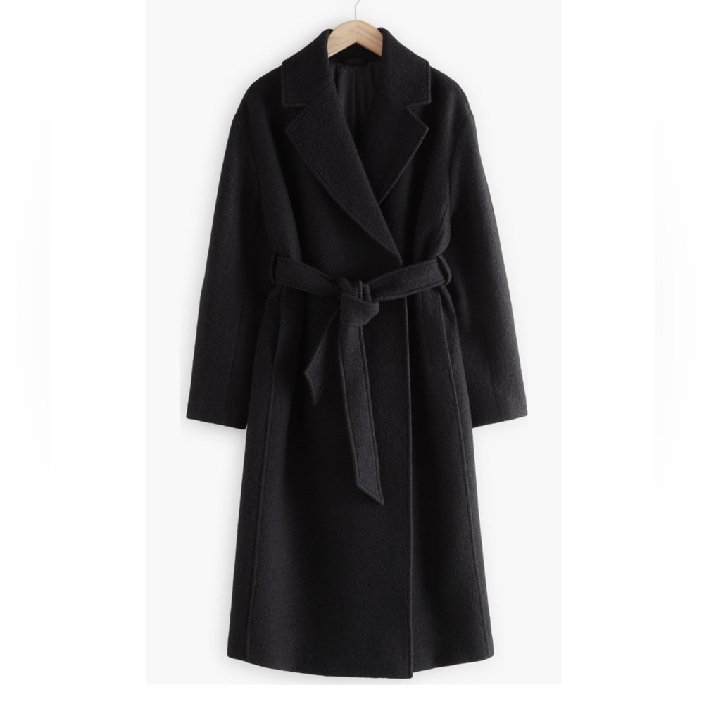& Other Stories Black Wool Wrap Coat